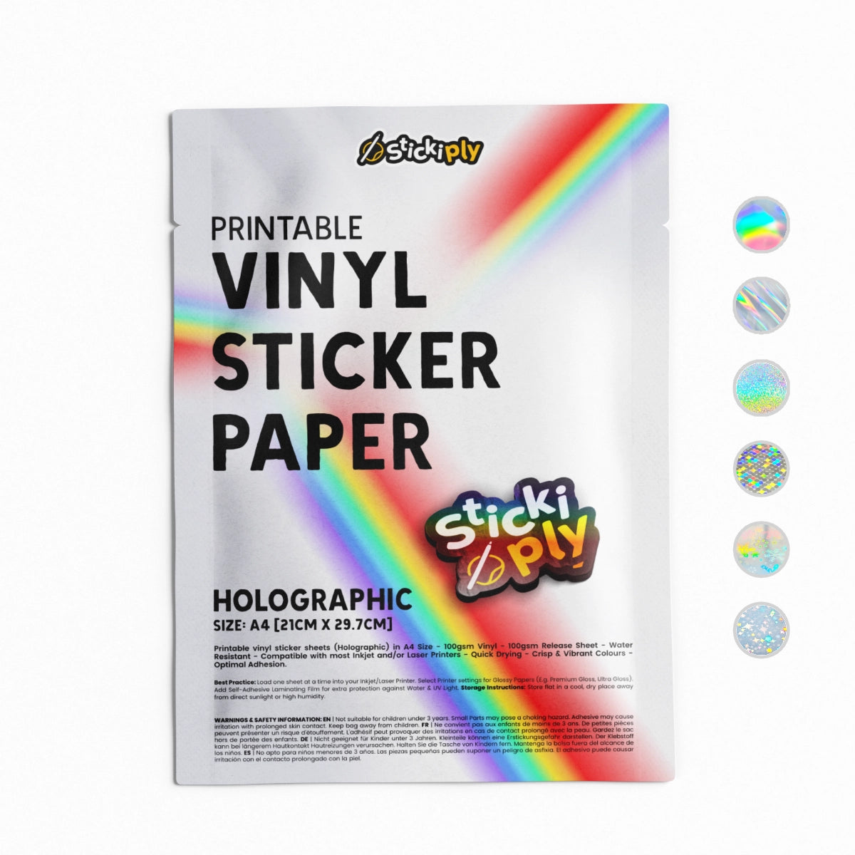 Printable Vinyl Sticker Paper | Holographic (A4)