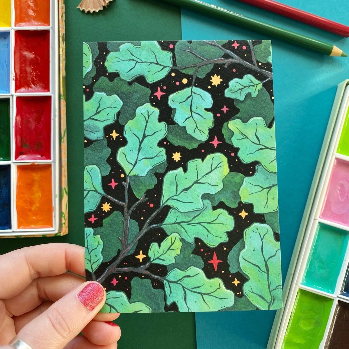 Gouache Dark Forest | Postcard - Stickiply