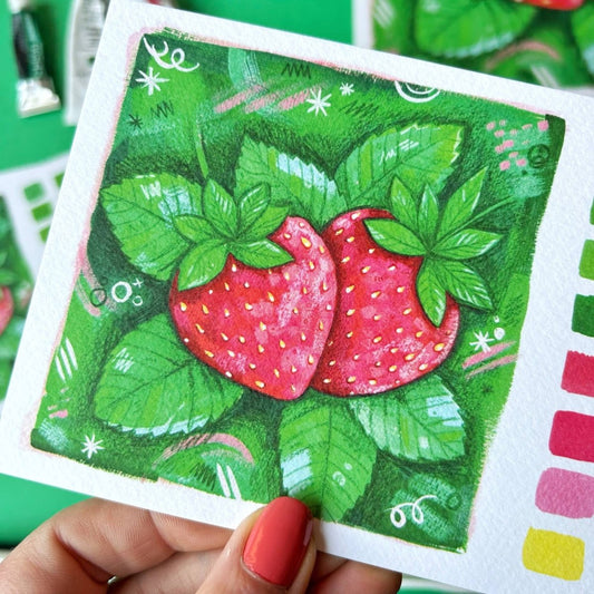 Painted Strawberry | Postcard - Stickiply
