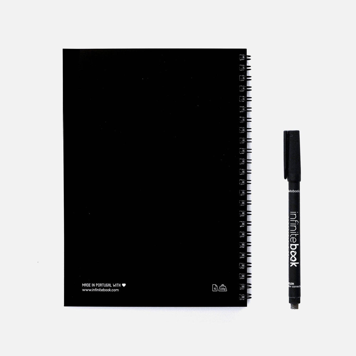 Infinitebook Dotted A5 Black reusable notebook, back cover