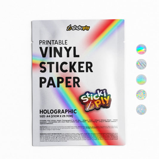 Papier autocollant vinyle imprimable | Holographique (A4)