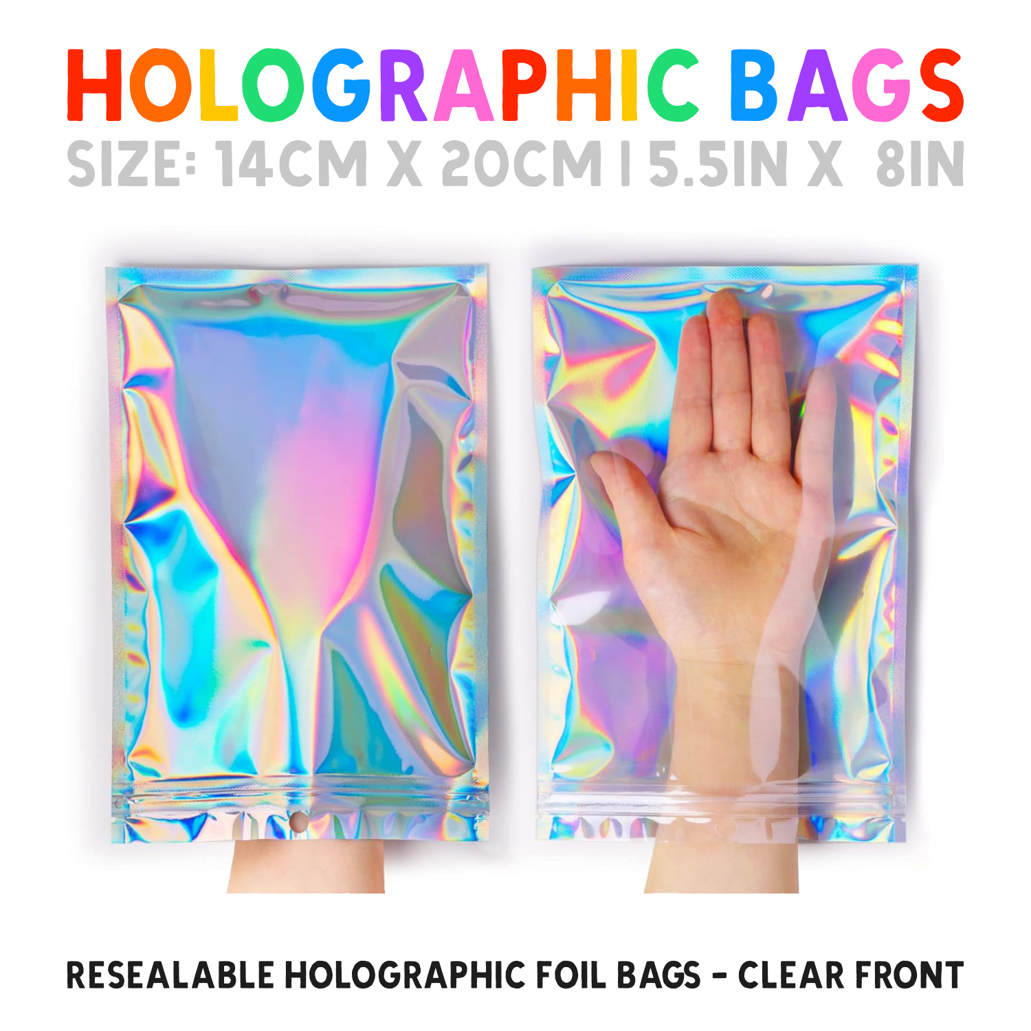 Holographic Zip Lock Bags - Premium Packaging - Just £1.30!