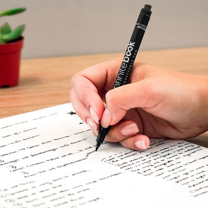 Writing in an Infinitebook with the black 0.6 mm fine-tip marker