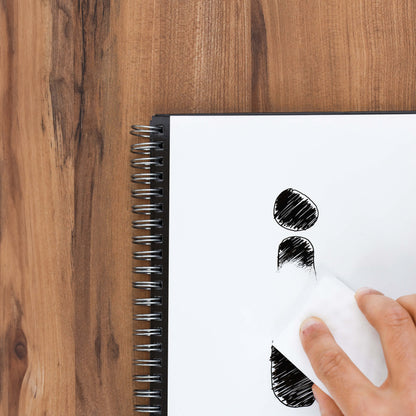 Erasing a page of an Infinitebook with the cleaning sponge