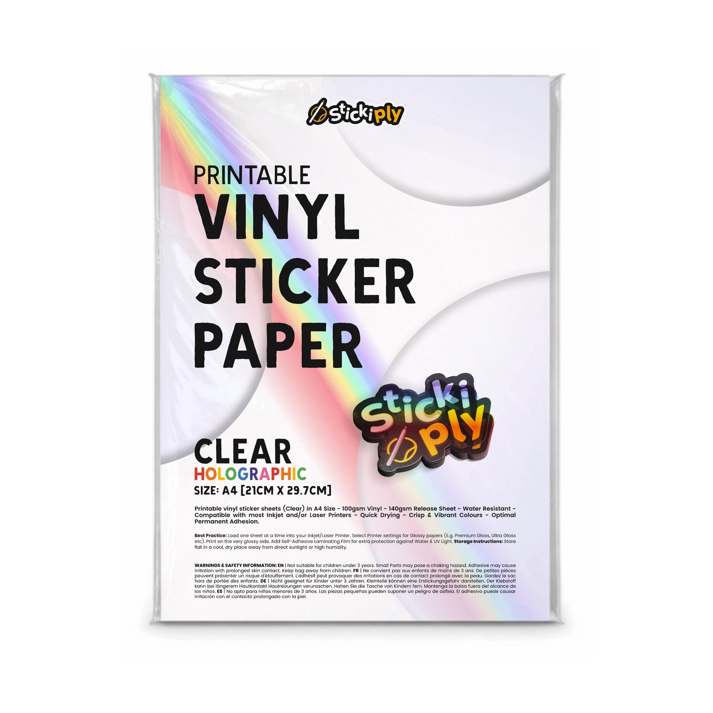 Printable Vinyl Sticker Paper | Clear (Holographic)
