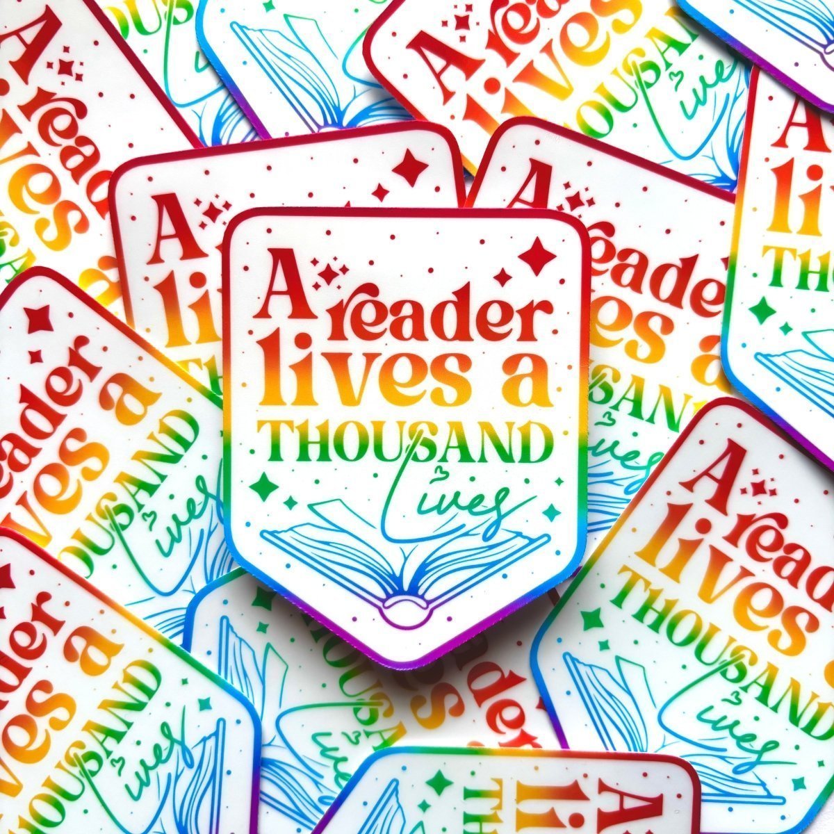 A Reader Lives a Thousand Lives Sticker - Stickiply