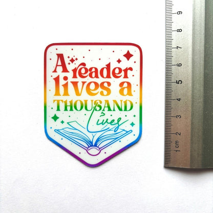 A Reader Lives a Thousand Lives Sticker - Stickiply