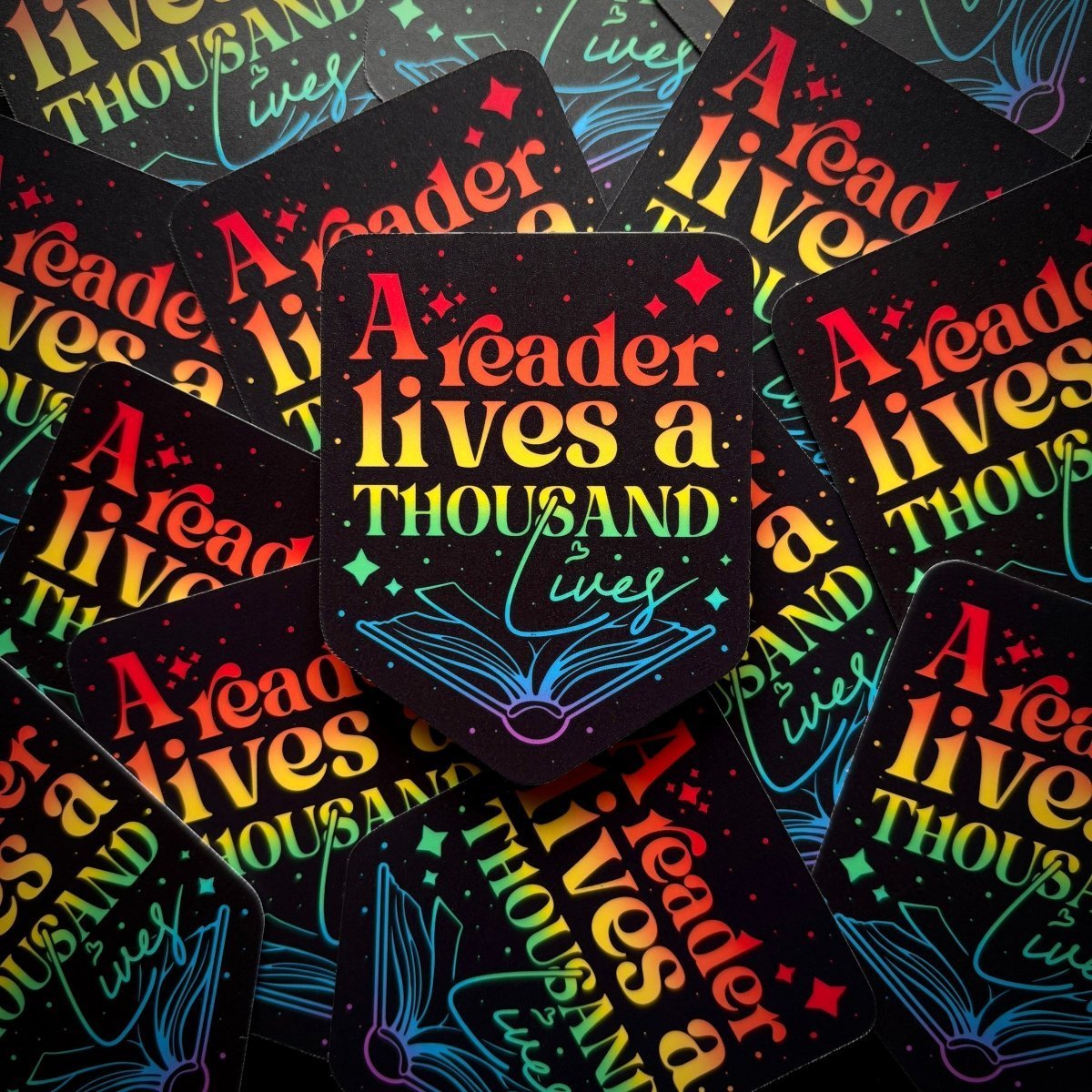A Reader Lives a Thousand Lives Sticker - Stickiply