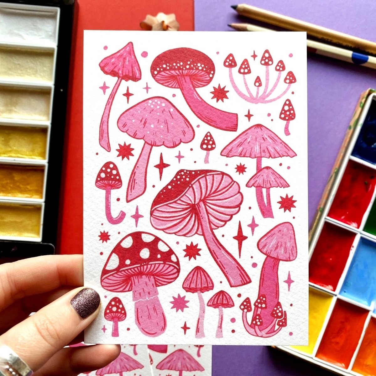Blush Mushrooms | Postcard - Stickiply