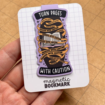 Turn Pages with Caution | Magnetic Bookmark