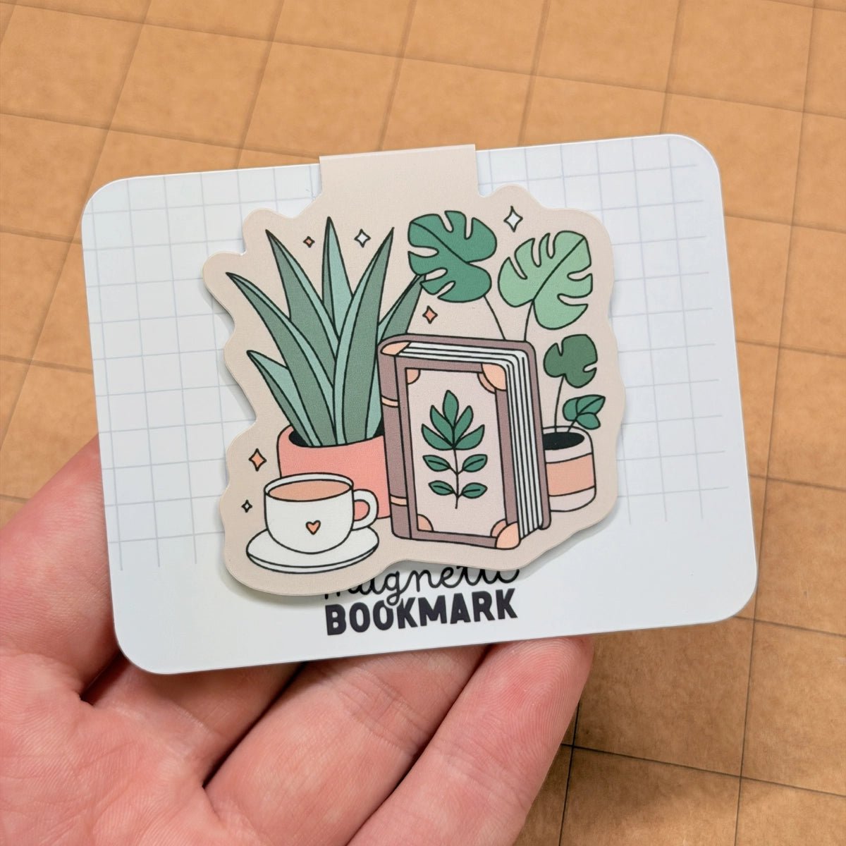 Coffee, Plants & Books | Magnetic Bookmark - Stickiply