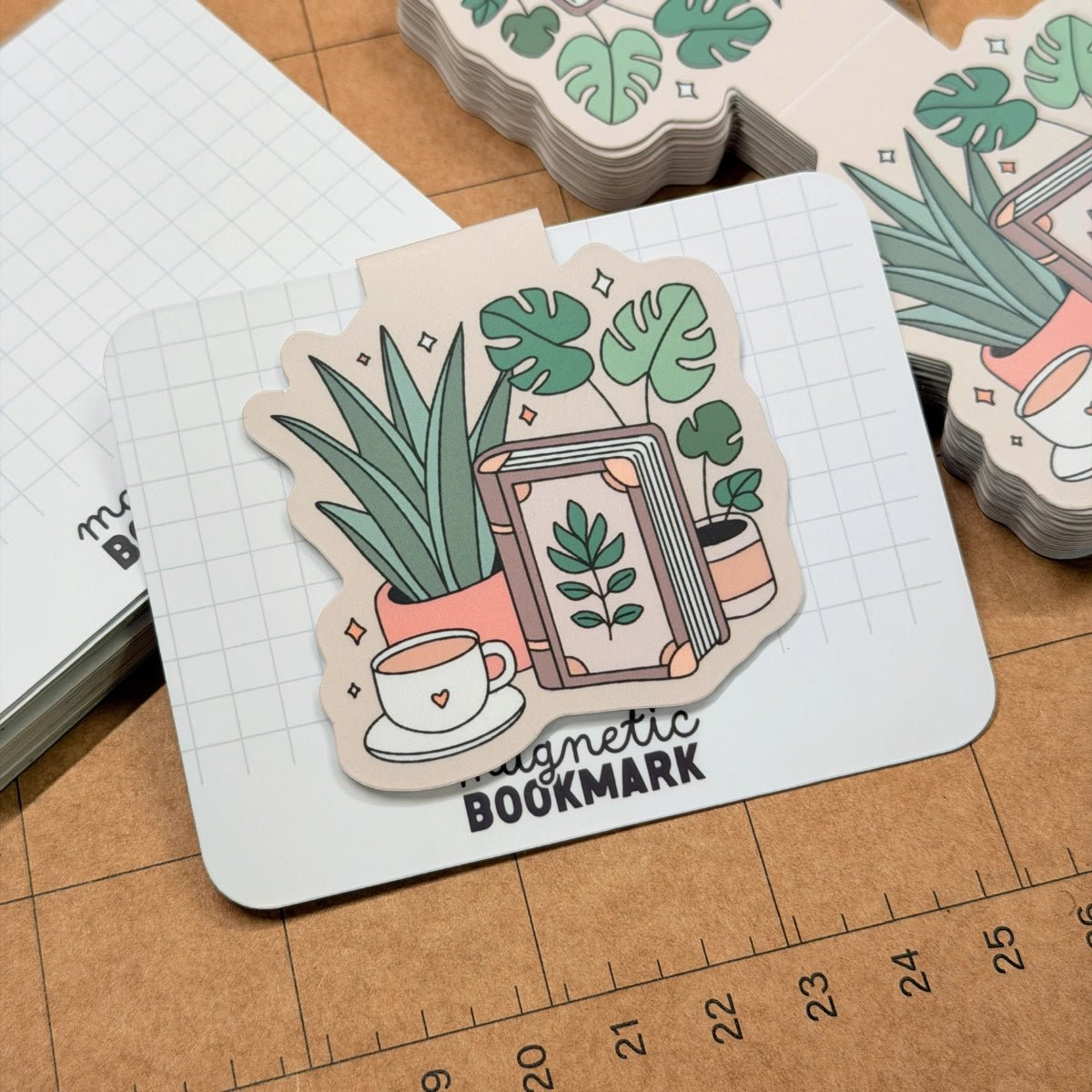 Coffee, Plants & Books | Magnetic Bookmark - Stickiply