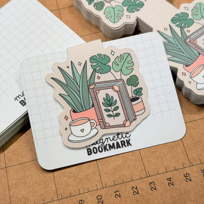 Coffee, Plants & Books | Magnetic Bookmark - Stickiply