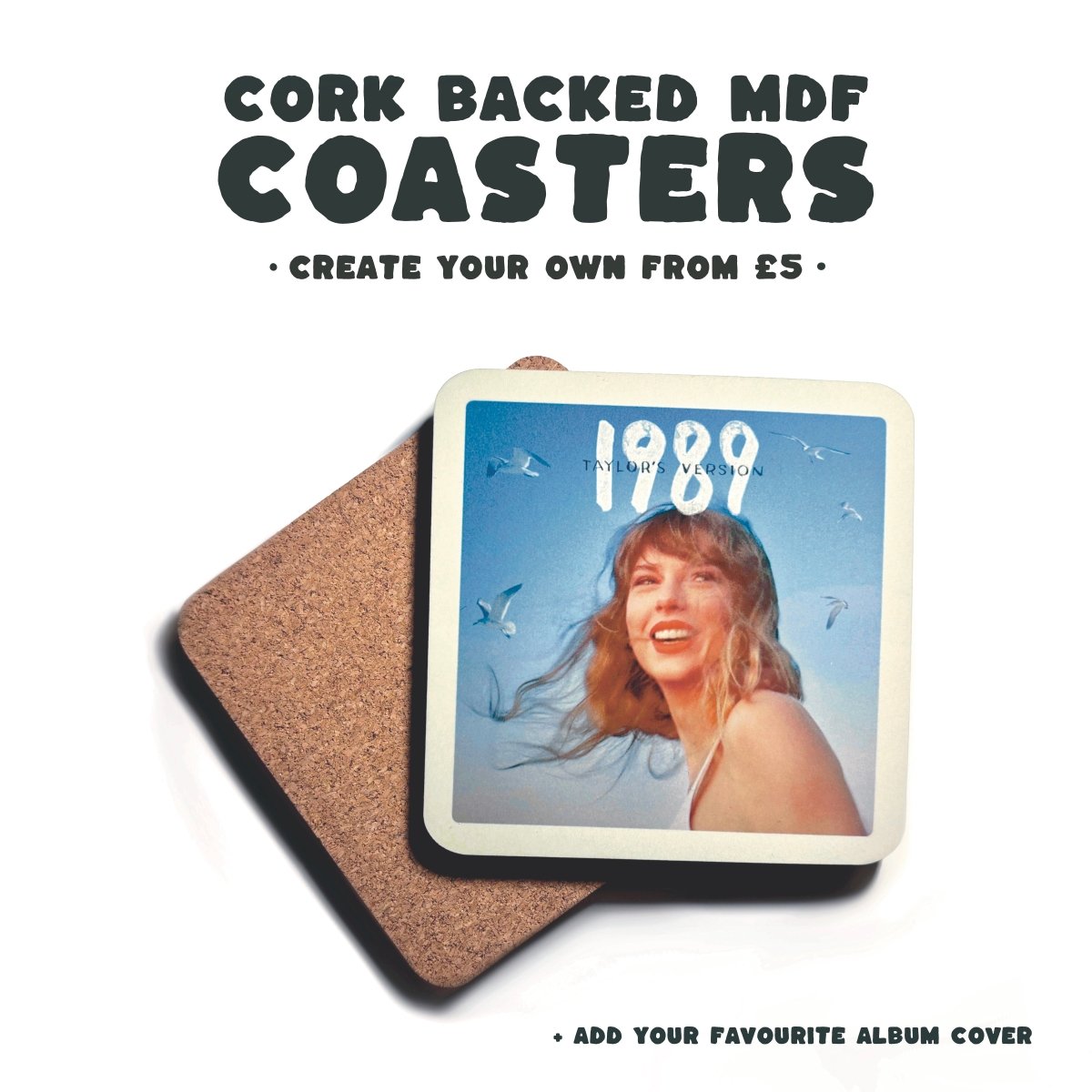 Custom Coasters (Cork Backed MDF) - Premium Services - Just £3.50!