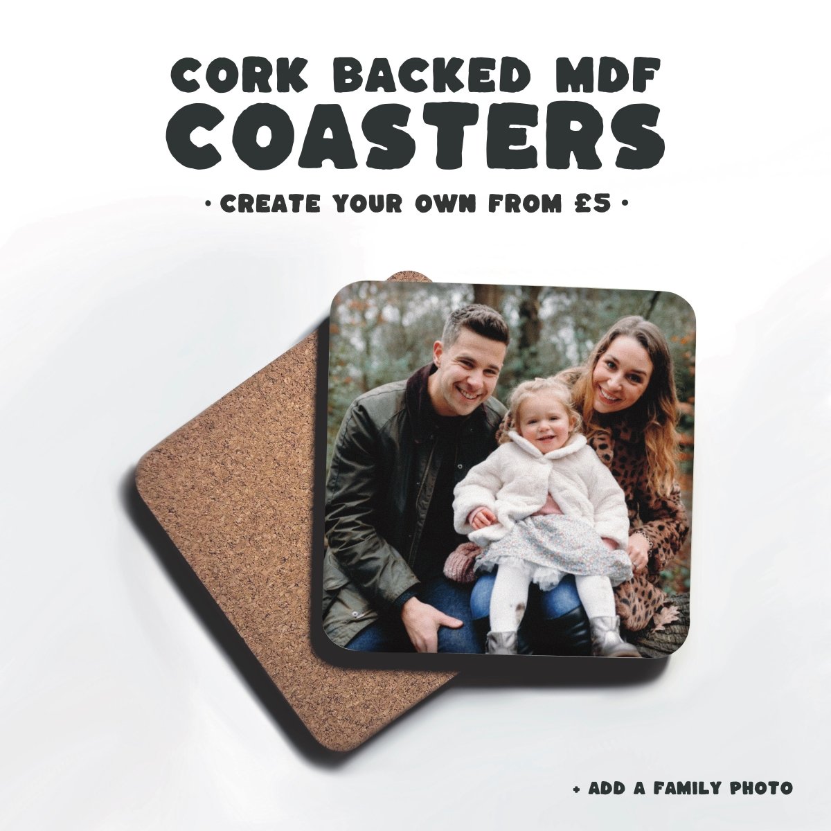 Custom Coasters (Cork Backed MDF) - Premium Services - Just £3.50!