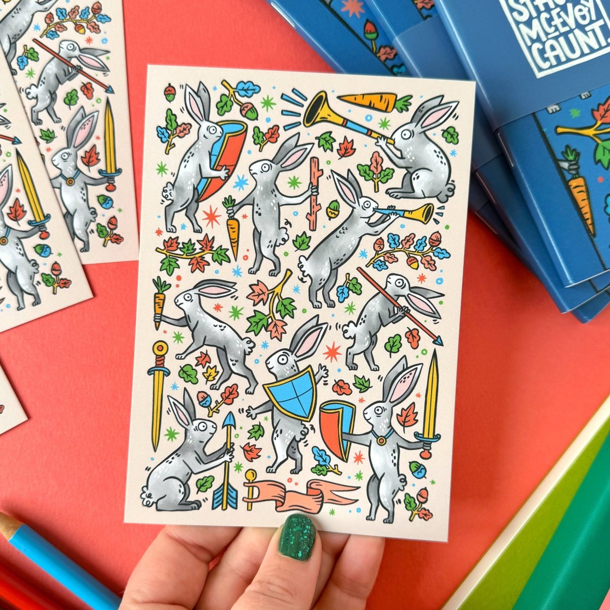 Duelling Rabbits Medieval Marginalia | Postcard - Stickiply