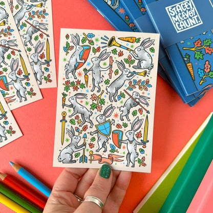 Duelling Rabbits Medieval Marginalia | Postcard - Stickiply