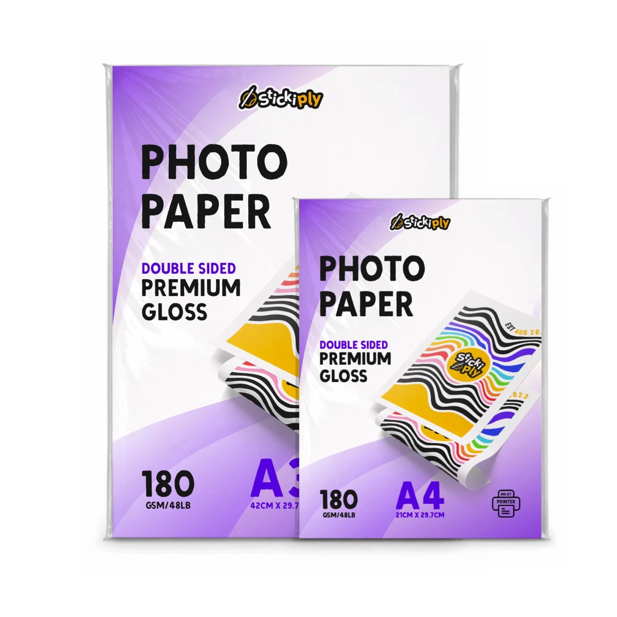 Gloss Photo Paper (180gsm) - Double Sided - A4/A3 - Stickiply