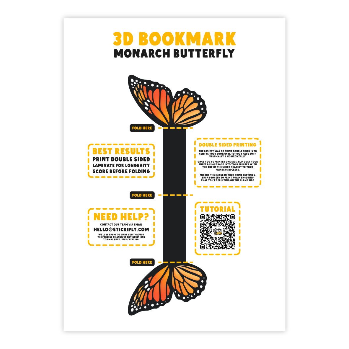 Monarch Butterfly - 3D Bookmark - Premium 3D Bookmark - Just £2.75!