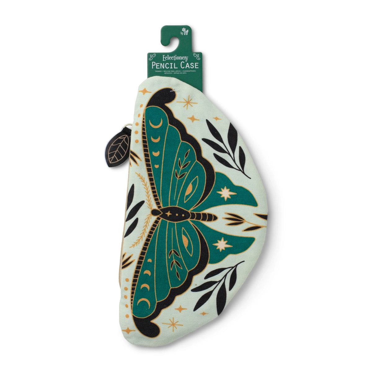 Eclectionery Moth pencil case on its hang tag