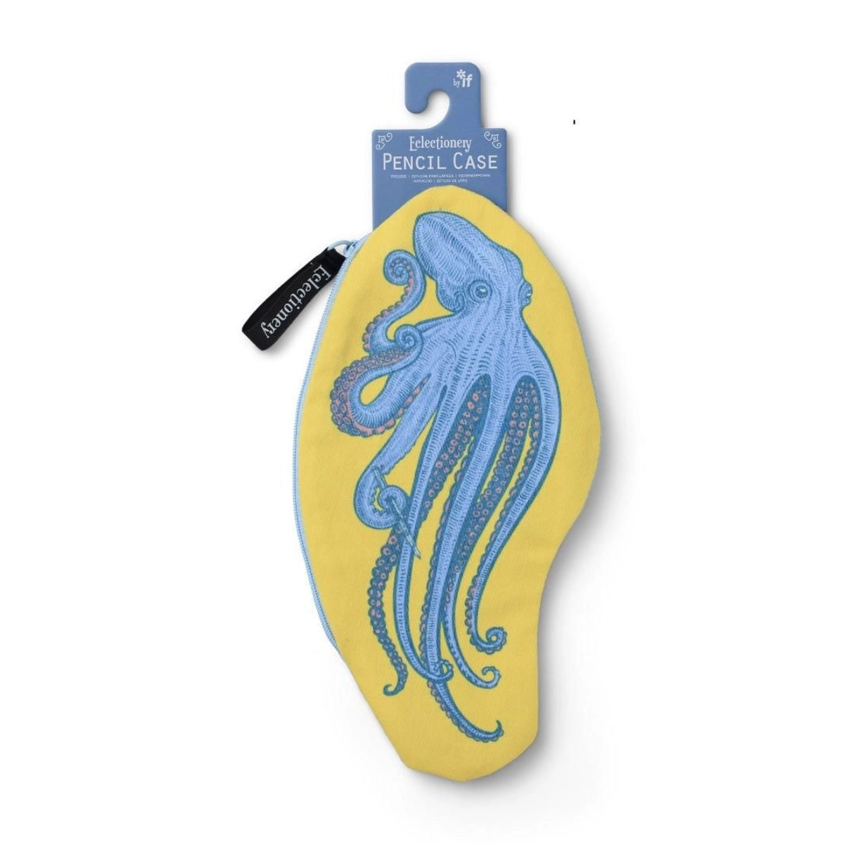 Eclectionery Octopus pencil case on its hang tag