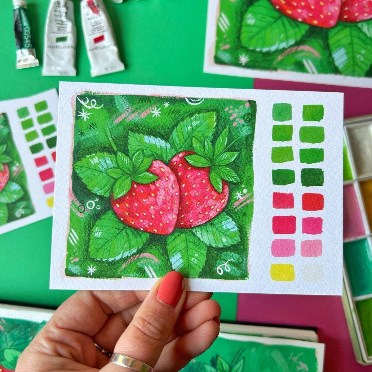 Painted Strawberry | Postcard - Stickiply