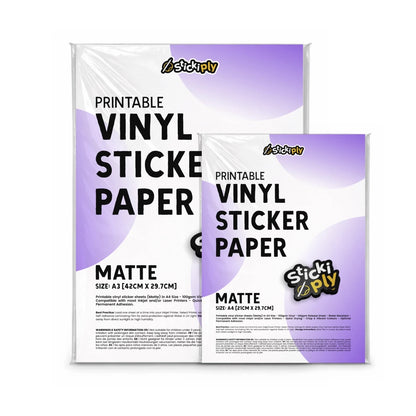 Printable Vinyl Sticker Paper | Matte (A3) - Stickiply