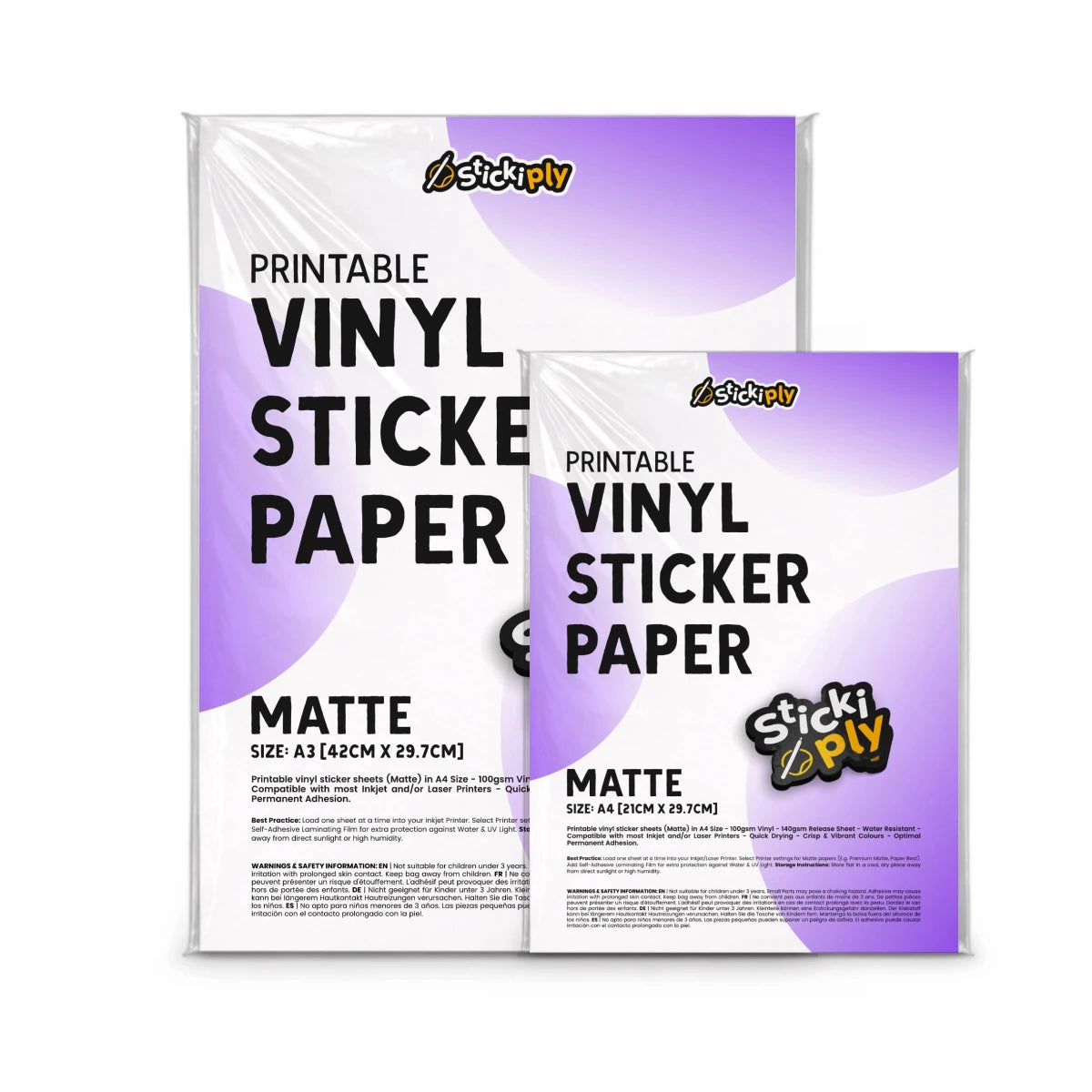 Matte White Vinyl Sticker Paper A3 | Writable, Inkjet Printable – Stickiply