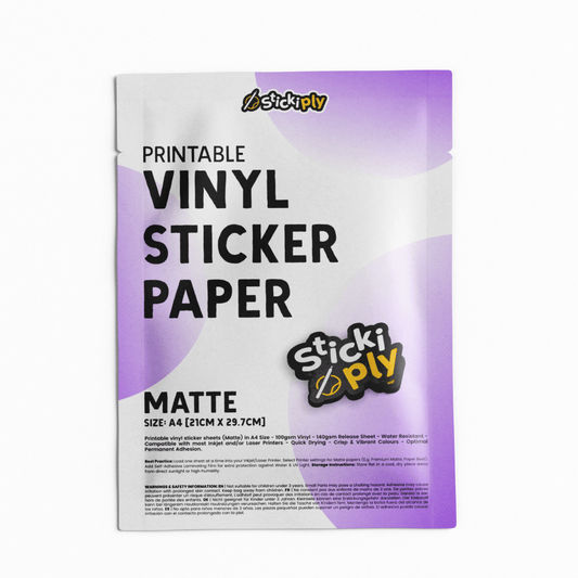 Printable Vinyl Sticker Paper | Matte (A4) - Stickiply