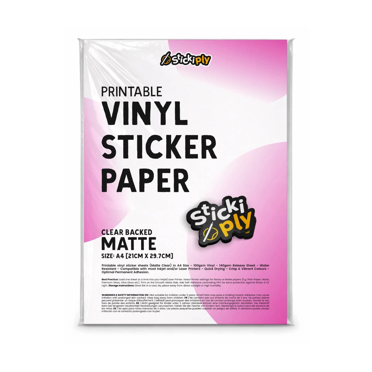 Printable Vinyl Sticker Paper | Matte (Clear Backing) - Stickiply