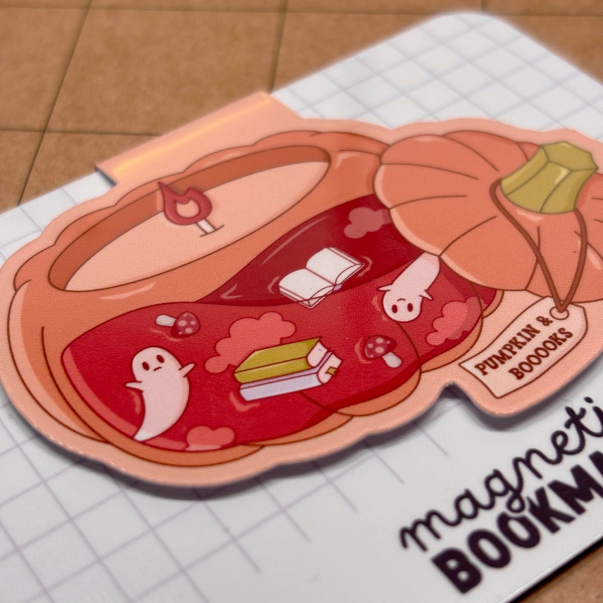Pumpkin & Books | Magnetic Bookmark - Stickiply