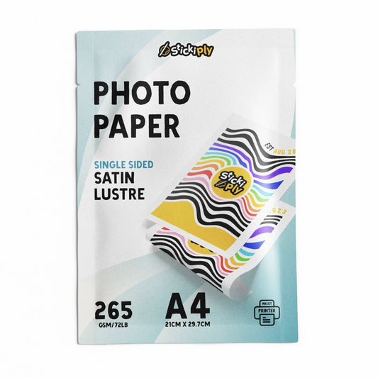 RC Satin Lustre Photo Paper (265gsm) – Single Sided - A4 - Stickiply