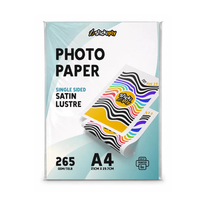 RC Satin Lustre Photo Paper (265gsm) – Single Sided - A4 - Stickiply