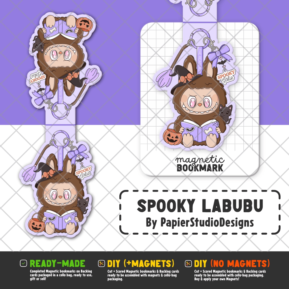 Spooky Labubu | Magnetic Bookmark - Stickiply
