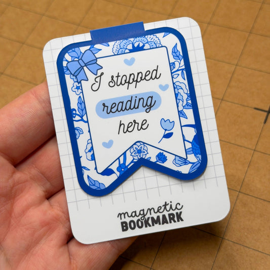 Stopped Here (Blue) | Magnetic Bookmark - Stickiply